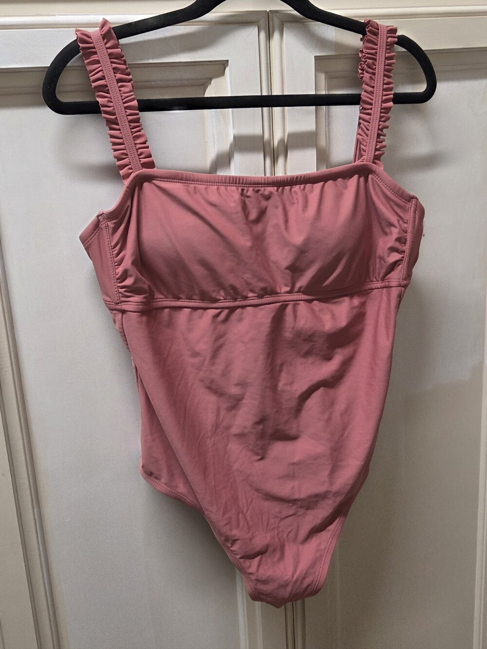 Kona Sol Rose Pink Ruffled Strap One-Piece Swimsuit Size L